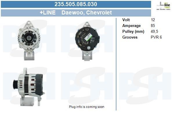 Alternator Chevrolet Lacetti: 235505085030 BV PSH Alternator