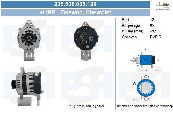 Alternator Daewoo: 235506085120 BV PSH Alternator
