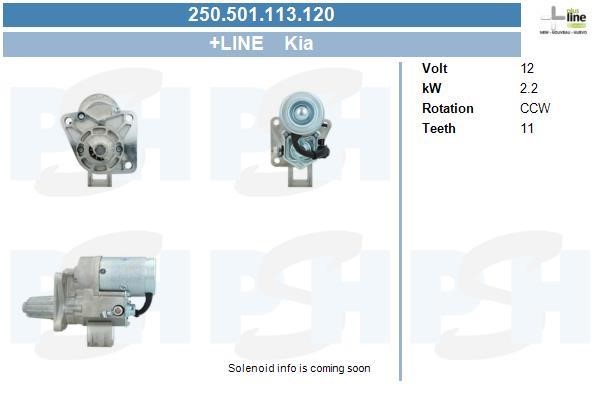 Starter motor KIA Pregio (Kia Pregio): 250501113120 BV PSH Starter