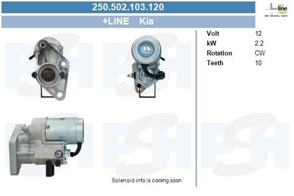 Starter motor KIA Carnival (Kia Carnival): 250502103120 BV PSH Starter