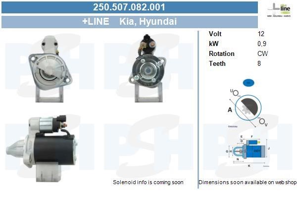 Engine starter KIA Seltos (Kia Seltos): 250507082001 BV PSH Starter