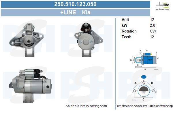 Engine starter KIA Carnival (Kia Carnival): 250510123050 BV PSH Starter