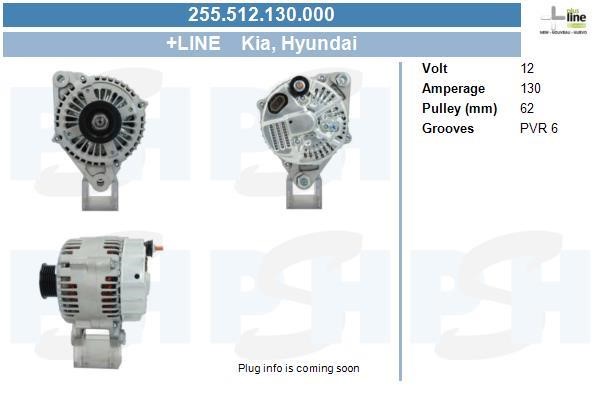 Alternator KIA Opirus (Kia Opirus): 255512130000 BV PSH Alternator