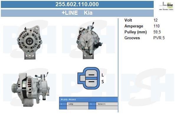 Alternator Hyundai Terracan: 255602110000 BV PSH Alternator