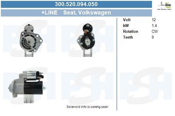 Engine starter Volkswagen Lupo: 300520094050 BV PSH Starter
