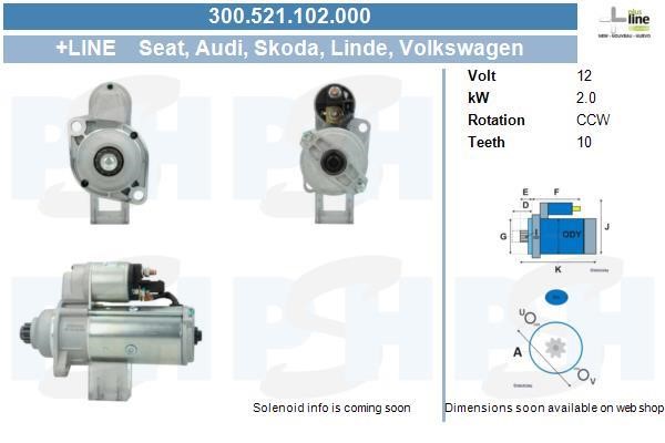 Engine starter motor Audi A2: 300521102000 BV PSH Starter