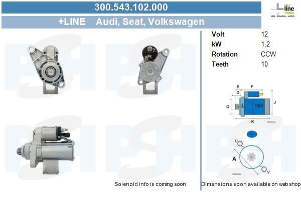 Starter motor Volkswagen FOX: 300543102000 BV PSH Starter
