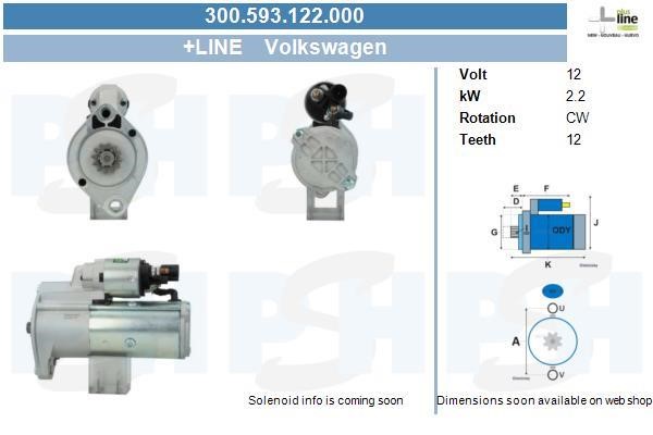 Engine starter Volkswagen Amarok: 300593122000 BV PSH Starter