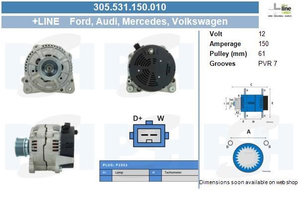 Alternator Volkswagen Sharan: 305531150010 BV PSH Alternator