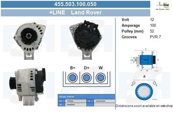 Alternator Land Rover: 455503100050 BV PSH Alternator