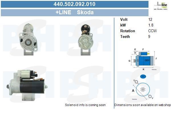 Engine starter motor Skoda Felicia: 440502092010 BV PSH Starter