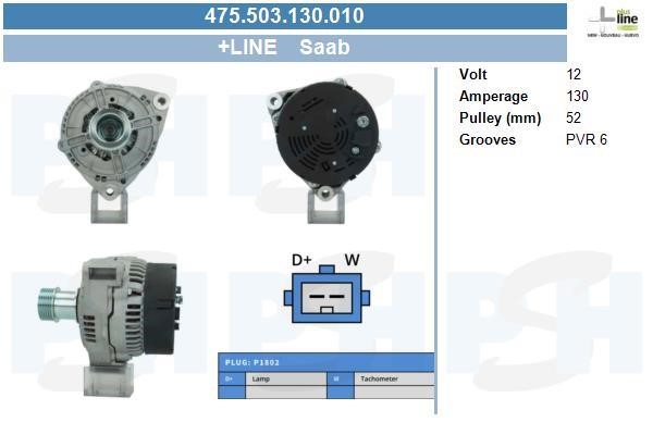 Alternator Saab 9-3: 475503130010 BV PSH Alternator