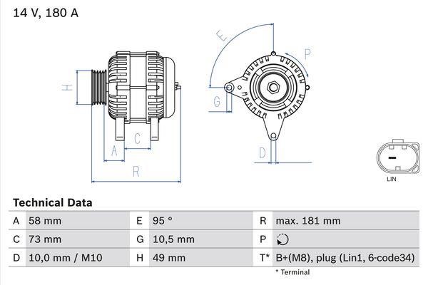 Bosch 0 986 084 630 Alternator 0986084630