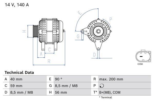 Bosch 0 986 085 040 Alternator 0986085040