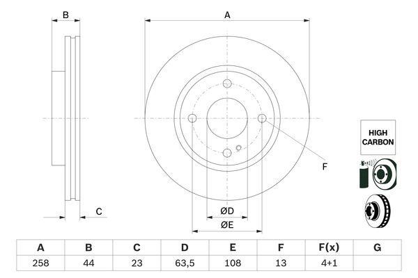 Bosch 0 986 479 E80 Front vented brake disc 0986479E80 0986479E80 Bosch Front vented brake disc