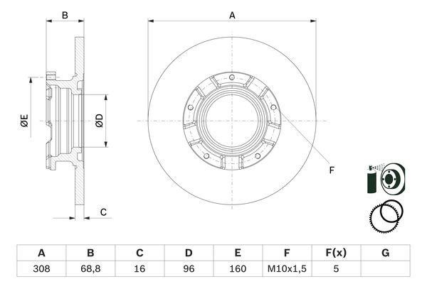 Bosch 0 986 479 F62 Rear brake disc, non-ventilated 0986479F62