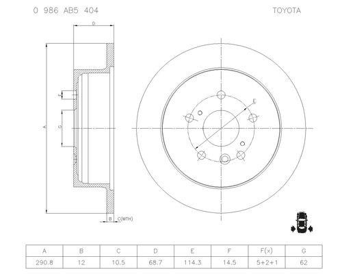 Bosch 0 986 AB5 404 Brake disc 0986AB5404