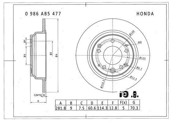 Bosch 0 986 AB5 477 Brake disc 0986AB5477