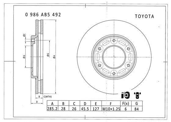 Bosch 0 986 AB5 492 Brake disc 0986AB5492