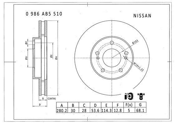 Bosch 0 986 AB5 510 Brake disc 0986AB5510