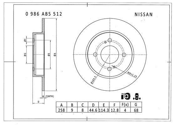 Bosch 0 986 AB5 512 Brake disc 0986AB5512
