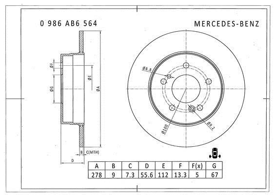 Bosch 0 986 AB6 564 Brake disc 0986AB6564