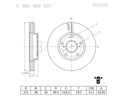 Bosch 0 986 AB9 507 Brake disc 0986AB9507