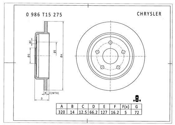 Bosch 0 986 T15 275 Brake disc 0986T15275