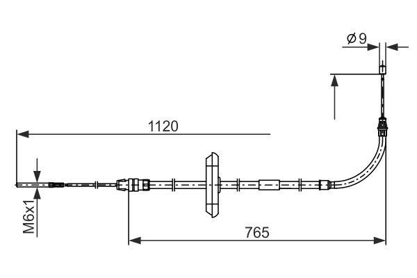 Brake cable Mini: 1987482867 Bosch Hand brake cable