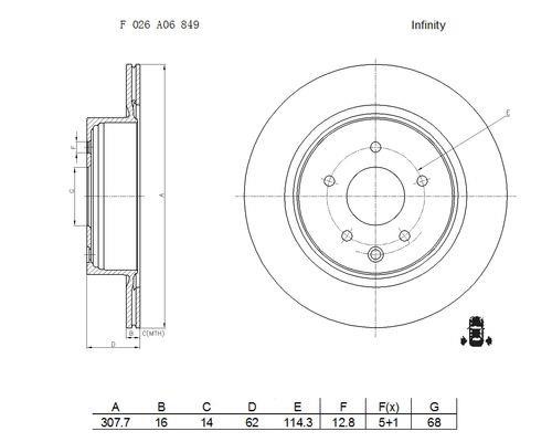 Bosch F 026 A06 849 Brake disc F026A06849
