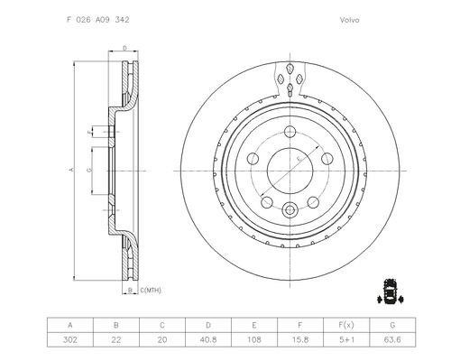 Bosch F 026 A09 342 Brake disc F026A09342