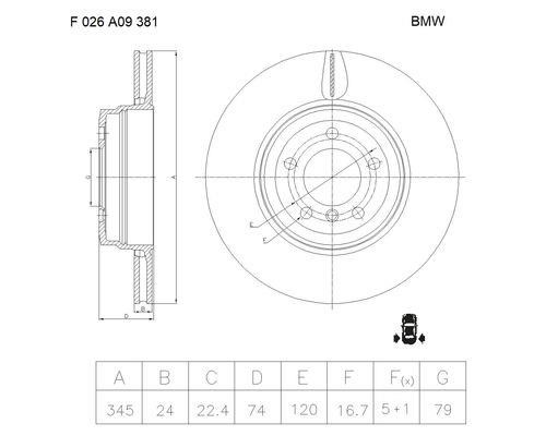 Bosch F 026 A09 381 Brake disc F026A09381