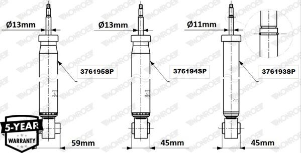 Monroe OESpectrum rear oil shock absorber Monroe 376194SP