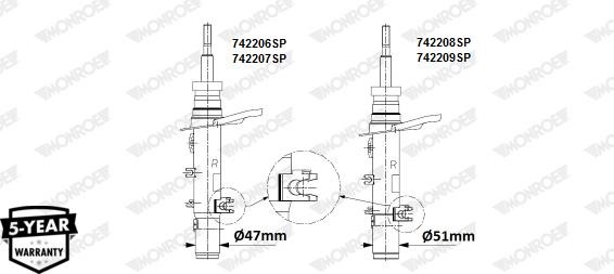Monroe 742206SP Front right gas oil shock absorber 742206SP