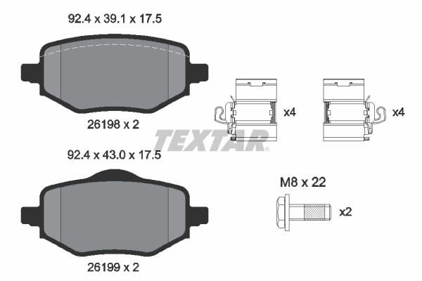 Disc brake pad set Peugeot 2008: 2619801 Textar Brake pad set