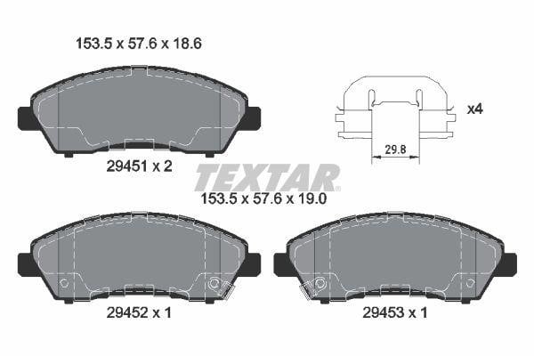 Disc brake pad set Mitsubishi Canter: 2945101 Textar Brake pad set