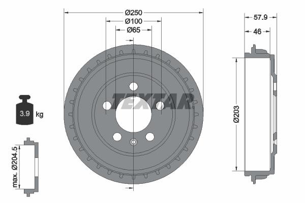 94048200 Textar Brake drum