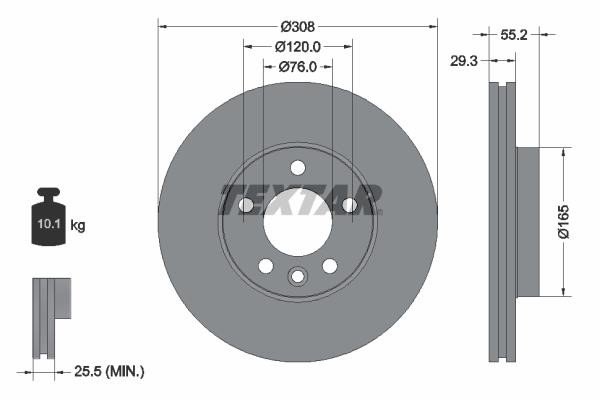 Textar 92121205 Ventilated disc brake, 1 pcs. 92121205