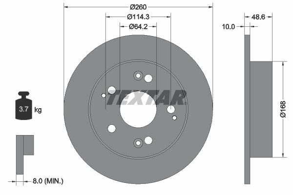 Textar 92125103 Rear brake disc, non-ventilated 92125103