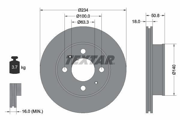 Textar 92146803 Front vented brake disc 92146803 92146803 Textar Front vented brake disc