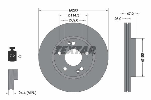 Textar 92161605 Ventilated disc brake, 1 pcs. 92161605