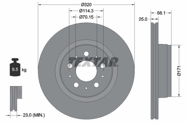 Brake spare parts Tesla: 92333005 Textar Brake disc