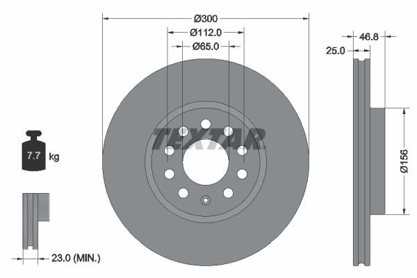 Brakes Mg (Saic): 92333103 Textar Brake disc