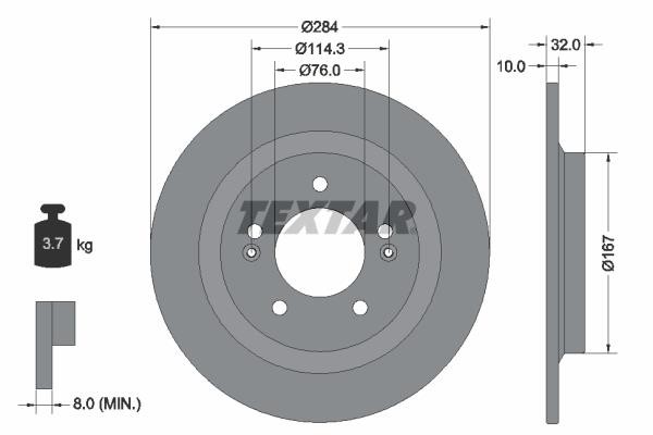 Textar 92333303 Rear brake disc, non-ventilated 92333303