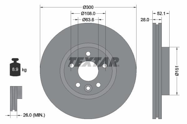 Textar 92196905 Ventilated disc brake, 1 pcs. 92196905