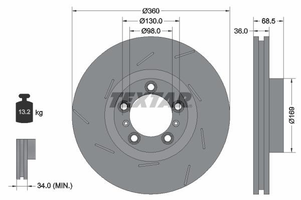 Textar 92213907 Ventilated disc brake, 1 pcs. 92213907