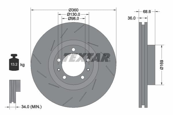 Textar 92214007 Ventilated disc brake, 1 pcs. 92214007