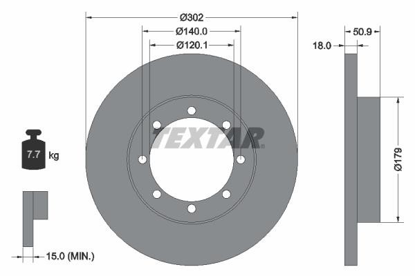 Textar 92230803 Rear brake disc, non-ventilated 92230803