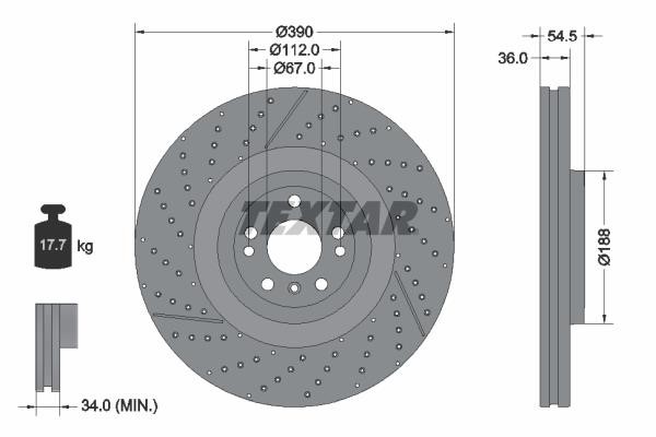 Textar 92337005 Brake disc 92337005 92337005 Textar Brake disc