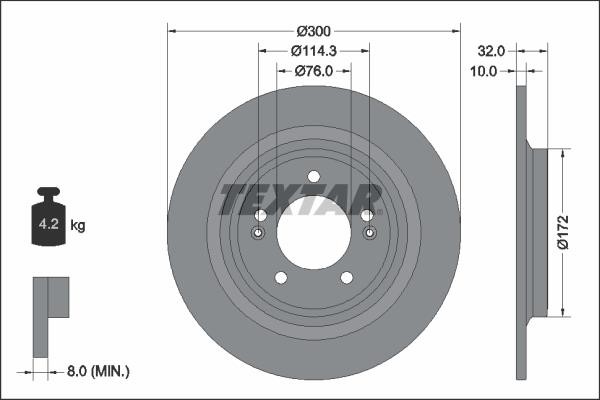 Textar 92337203 Rear brake disc, non-ventilated 92337203